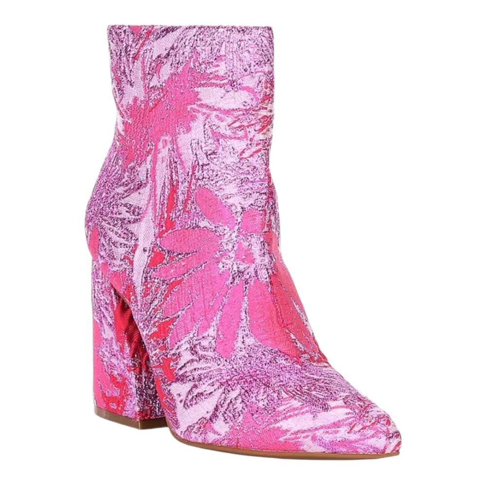 Gianni Bini Pink Floral Pattern Ankle Boots